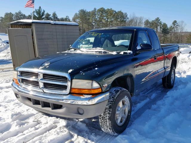 1B7GG22Y0XS215191 - 1999 DODGE DAKOTA GREEN photo 2