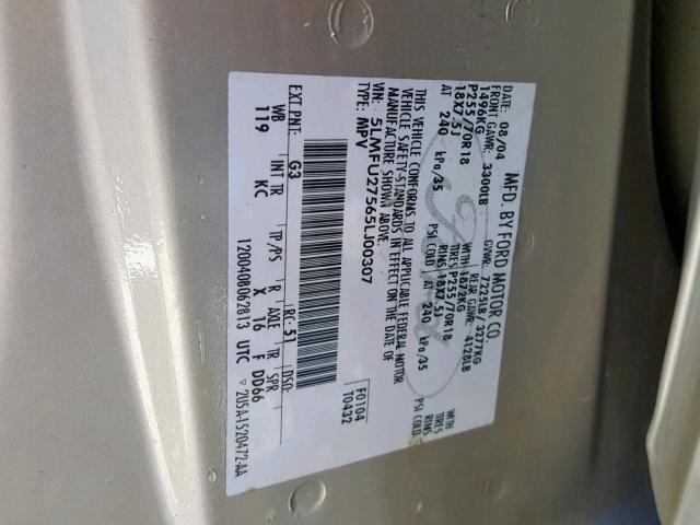 5LMFU27565LJ00307 - 2005 LINCOLN NAVIGATOR 米色 照片 10