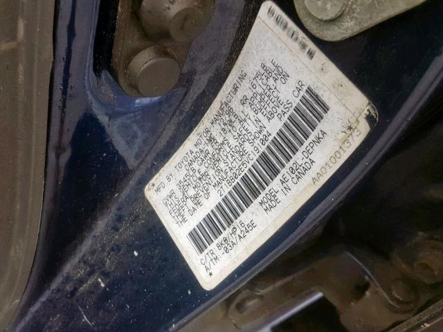 2T1BB02E5VC191004 - 1997 TOYOTA COROLLA DX BLUE photo 10