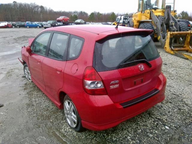 JHMGD37698S010863 - 2008 HONDA FIT SPORT RED photo 3