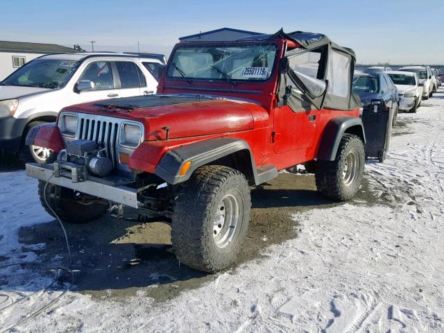 1J4FY19P9RP456912 - 1994 JEEP WRANGLER / RED photo 2
