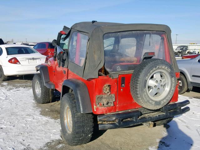 1J4FY19P9RP456912 - 1994 JEEP WRANGLER / RED photo 3