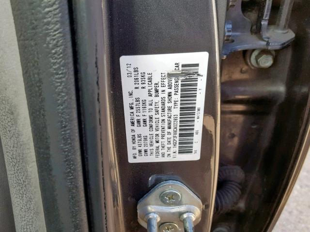 1HGCP3F88CA022853 - 2012 HONDA ACCORD EXL GRAY photo 10