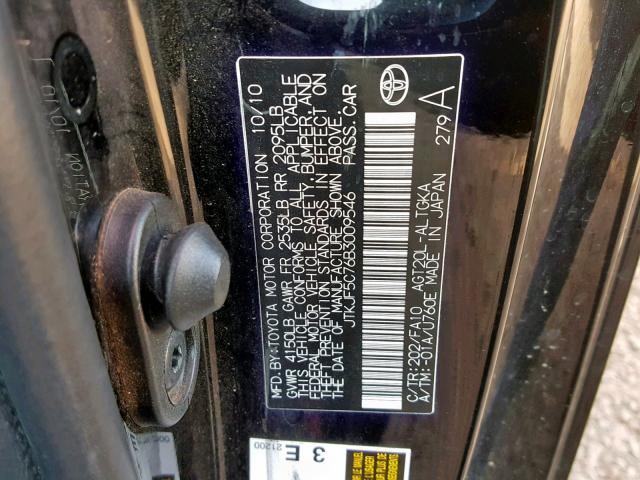 JTKJF5C76B3009546 - 2011 TOYOTA SCION TC შავი ფოტო 10