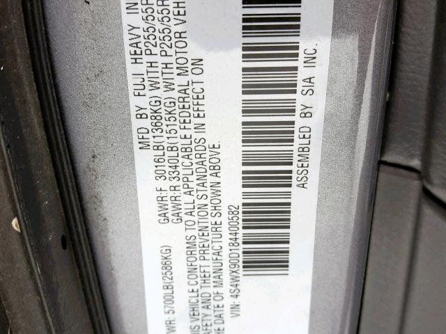 4S4WX90D184400582 - 2008 SUBARU TRIBECA LI SILVER photo 10