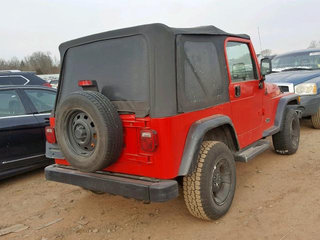 1J4FA29P81P358727 - 2001 JEEP WRANGLER / RED photo 4