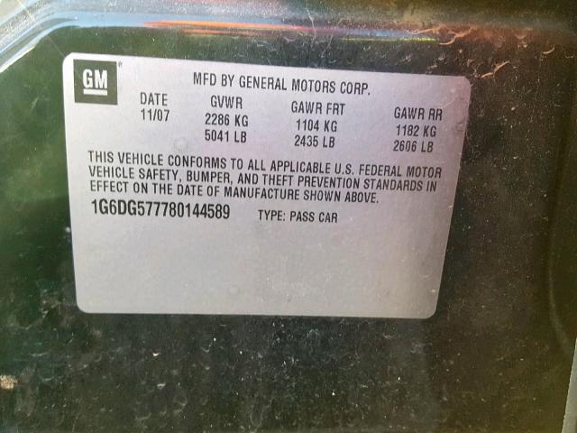 1G6DG577780144589 - 2008 CADILLAC CTS BLACK photo 10