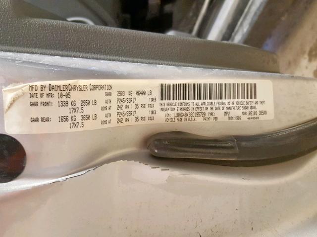 1J8HG48K36C195720 - 2006 JEEP COMMANDER SILVER photo 10