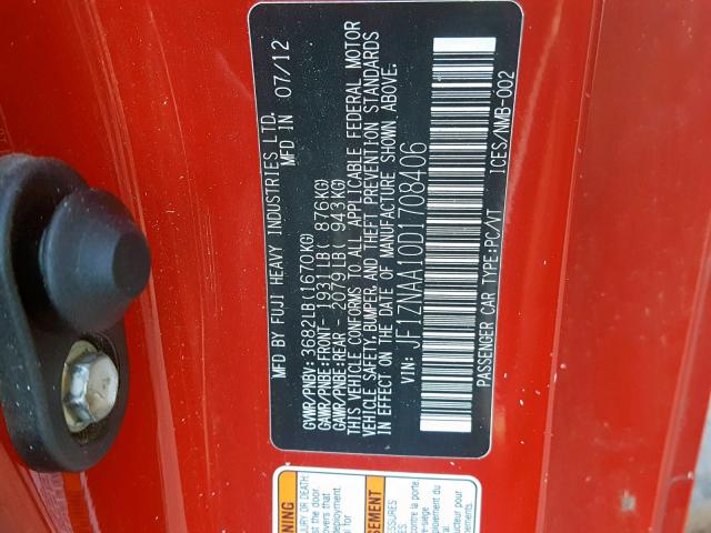 JF1ZNAA10D1708406 - 2013 TOYOTA SCION FR-S RED photo 10