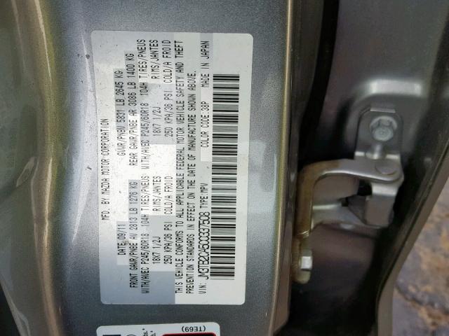 JM3TB2CA5C0337508 - 2012 MAZDA CX-9 SILVER photo 10