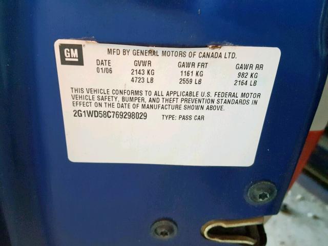 2G1WD58C769298029 - 2006 CHEVROLET IMPALA SUP 蓝色 照片 10