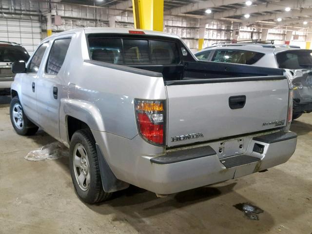 2HJYK16228H530551 - 2008 HONDA RIDGELINE SILVER photo 3