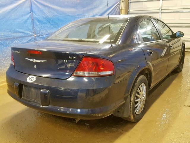 1C3EL46R34N183482 - 2004 CHRYSLER SEBRING LX BLUE photo 4