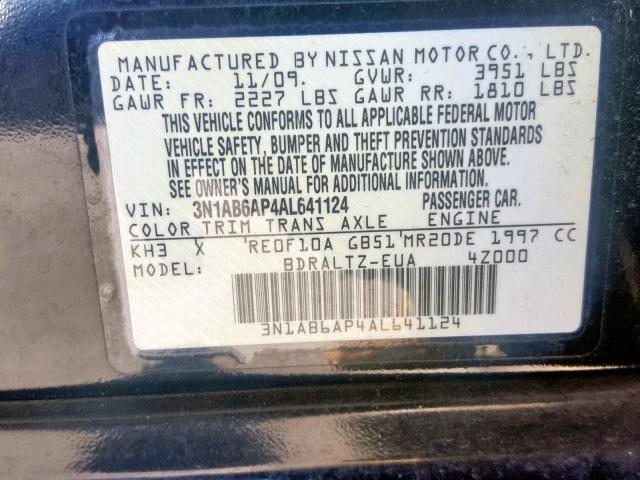 3N1AB6AP4AL641124 - 2010 NISSAN SENTRA 2.0 BLACK photo 10