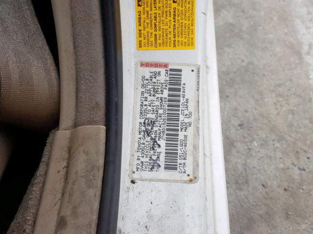 JTHBD182610007169 - 2001 LEXUS IS 300 WHITE photo 10