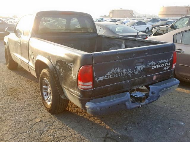 1B7GL12X02S685999 - 2002 DODGE DAKOTA BAS BLACK photo 3