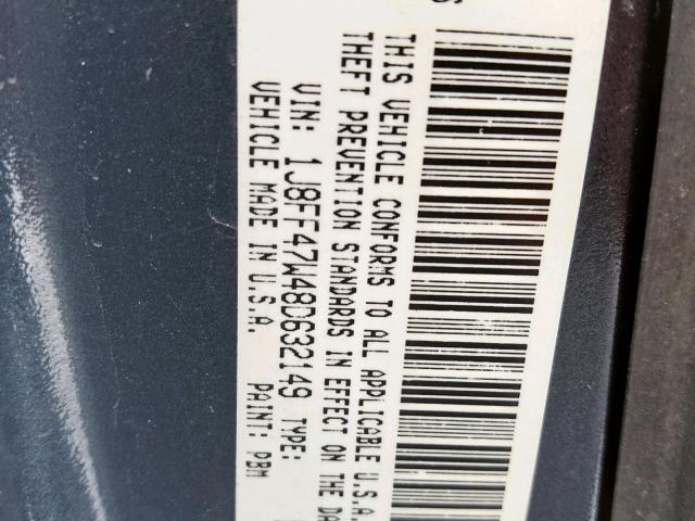 1J8FF47W48D632149 - 2008 JEEP COMPASS SP შავი ფოტო 10