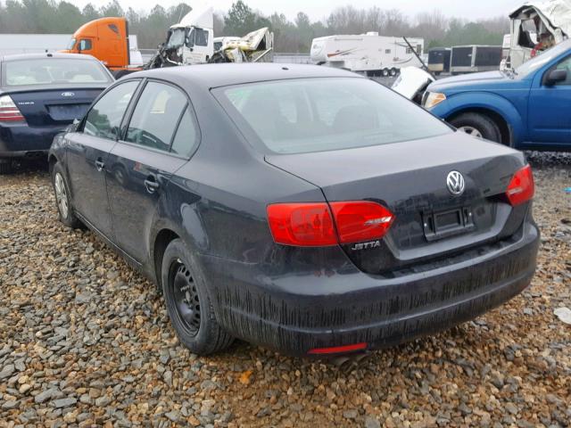 3VW2K7AJ0EM432303 - 2014 VOLKSWAGEN JETTA BASE BLACK photo 3