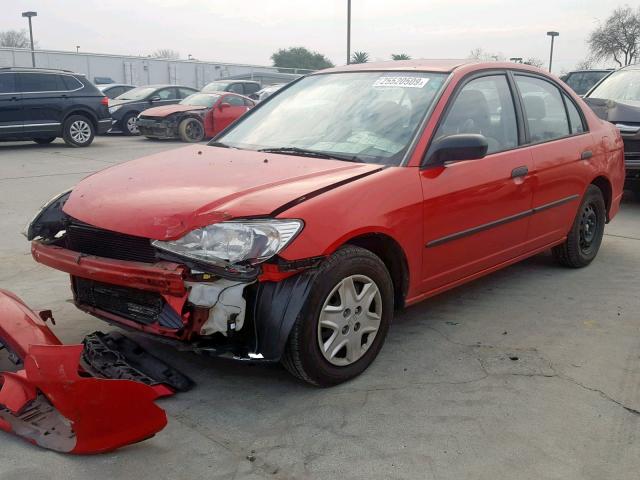 1HGES16315L029019 - 2005 HONDA CIVIC DX V RED photo 2