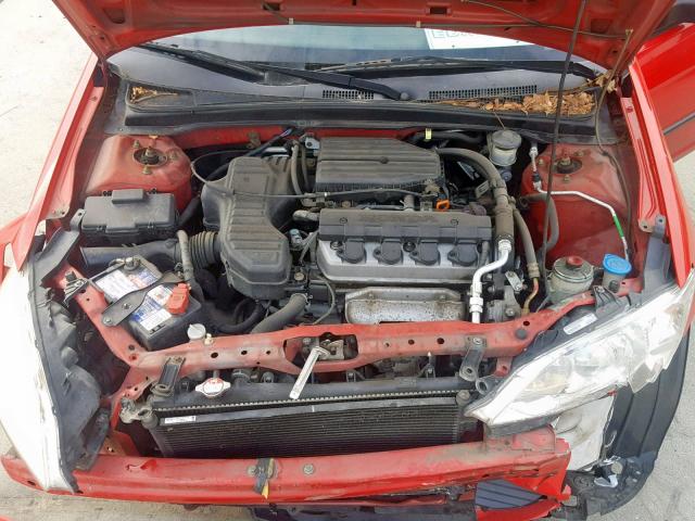 1HGES16315L029019 - 2005 HONDA CIVIC DX V RED photo 7