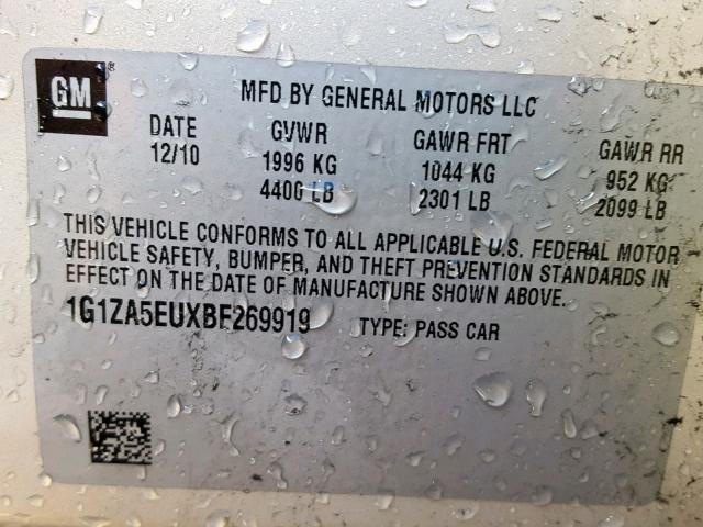 1G1ZA5EUXBF269919 - 2011 CHEVROLET MALIBU LS TAN photo 10