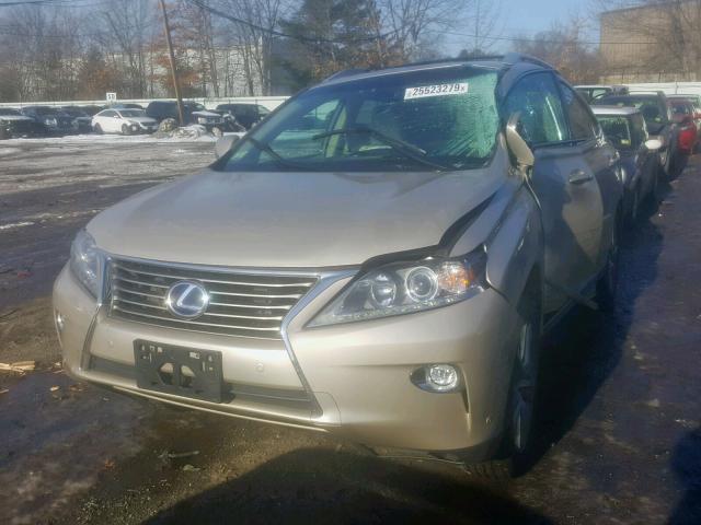 2T2BC1BA1FC001907 - 2015 LEXUS RX 450H BEIGE photo 2