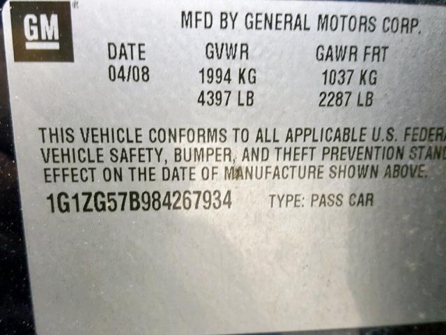 1G1ZG57B984267934 - 2008 CHEVROLET MALIBU LS Көк фото 10