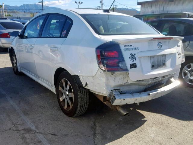 3N1AB6AP2CL653064 - 2012 NISSAN SENTRA 2.0 WHITE photo 3