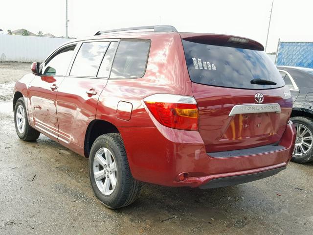 5TDZA3EH9AS006818 - 2010 TOYOTA HIGHLANDER BURGUNDY photo 3