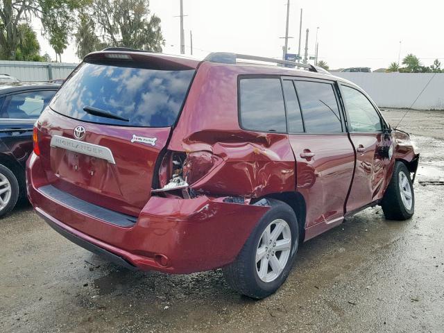 5TDZA3EH9AS006818 - 2010 TOYOTA HIGHLANDER BURGUNDY photo 4