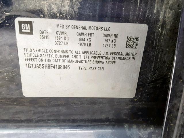 1G1JA5SH8F4198046 - 2015 CHEVROLET SONIC LS BLUE photo 10