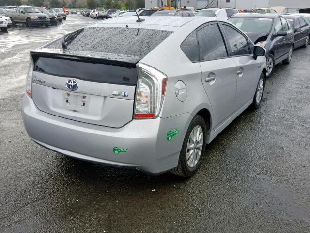 JTDKN3DP2C3028923 - 2012 TOYOTA PRIUS PLUG SILVER photo 4