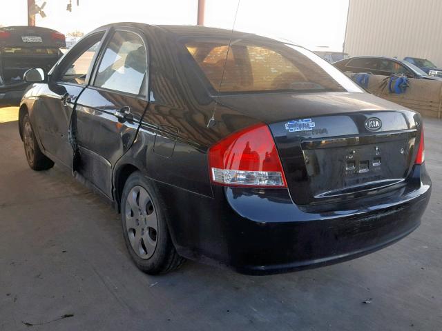 KNAFE221795621276 - 2009 KIA SPECTRA EX BLACK photo 3