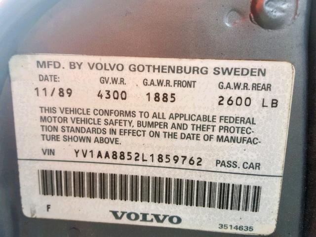 YV1AA8852L1859762 - 1990 VOLVO 240 BASE BLUE photo 10