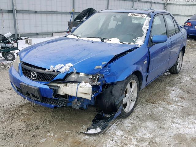 JM1BJ225231140351 - 2003 MAZDA PROTEGE DX BLUE photo 2