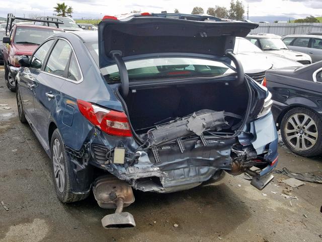 5NPE34AF6FH165778 - 2015 HYUNDAI SONATA SPO GRAY photo 3