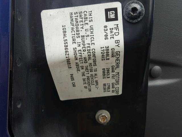 1G8AL55B66Z196818 - 2006 SATURN ION LEVEL BLUE photo 10