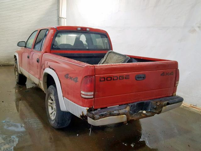 1D7HG48N44S590578 - 2004 DODGE DAKOTA QUA RED photo 3