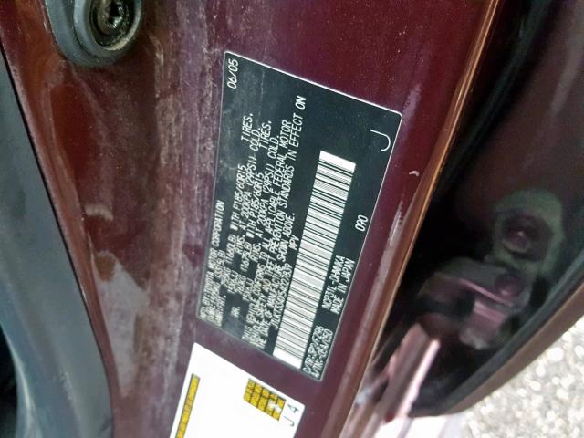 JTLKT334X54027839 - 2005 TOYOTA SCION XB Бордовый фото 10