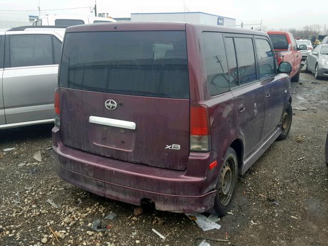 JTLKT334X54027839 - 2005 TOYOTA SCION XB Бордовый фото 4