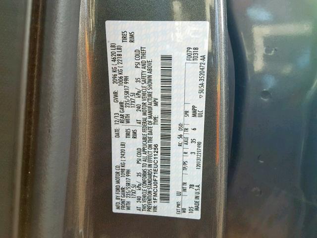 1FMCU0F71EUC11256 - 2014 FORD ESCAPE S SILVER photo 10