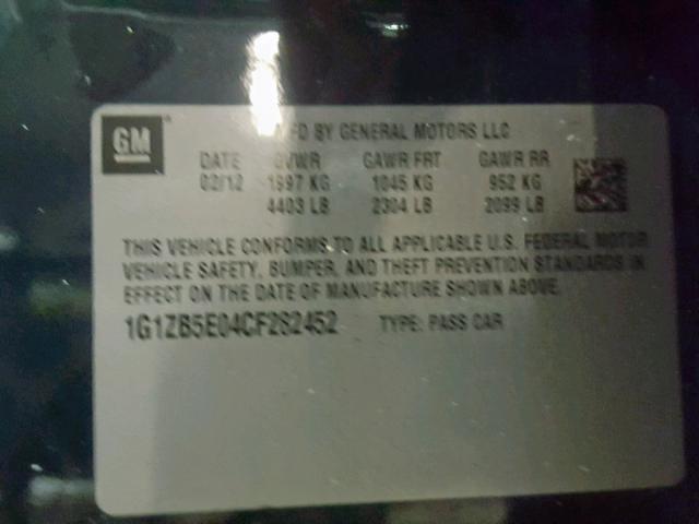 1G1ZB5E04CF282452 - 2012 CHEVROLET MALIBU LS ლურჯი ფოტო 10