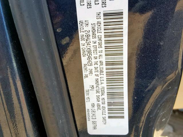 2V8HW341X9R546429 - 2009 VOLKSWAGEN ROUTAN SE BLUE photo 10