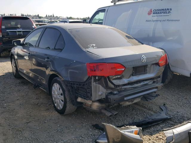 3VW1K7AJXCM353469 - 2012 VOLKSWAGEN JETTA BASE GRAY photo 3