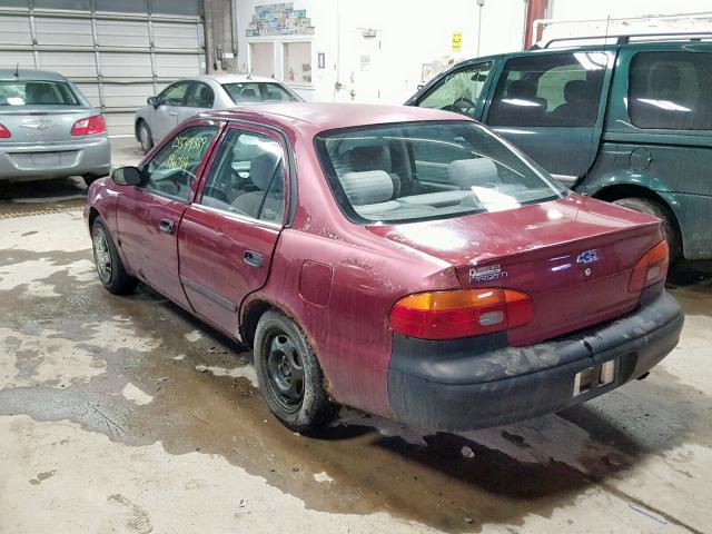 1Y1SK5288WZ442186 - 1998 CHEVROLET GEO PRIZM MAROON photo 3