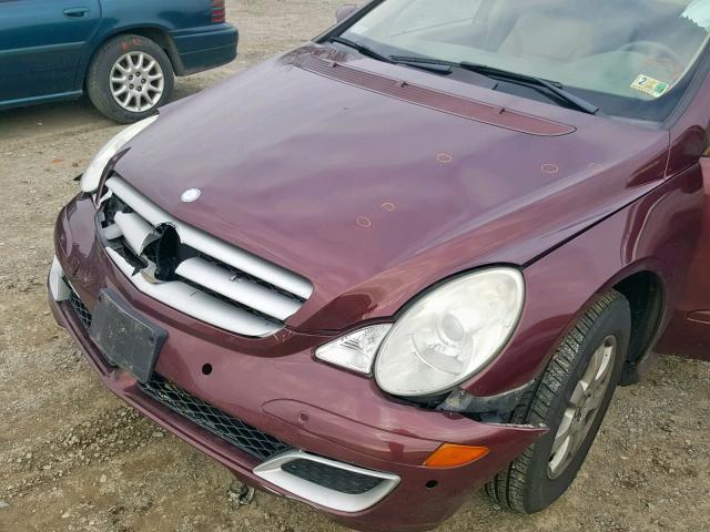 4JGCB65E16A032677 - 2006 MERCEDES-BENZ R 350 BURGUNDY photo 9