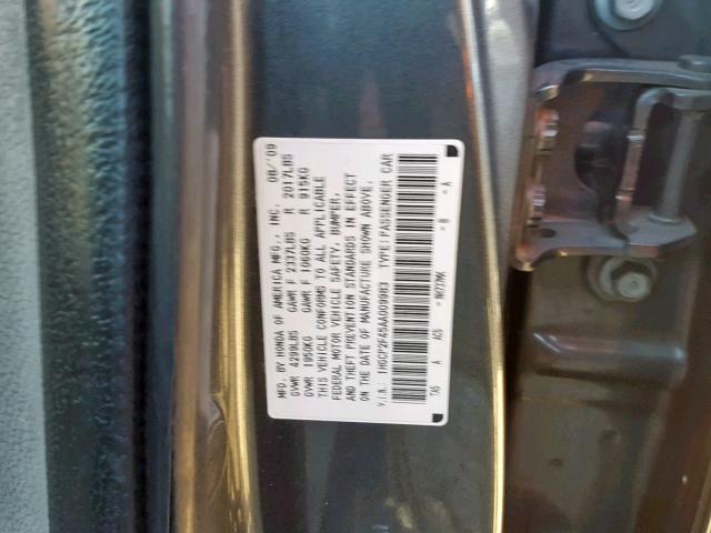 1HGCP2F45AA009983 - 2010 HONDA ACCORD LXP GRAY photo 10