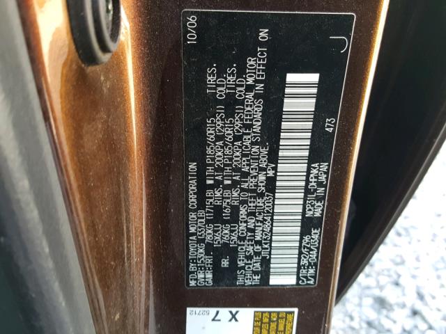 JTLKT324864120037 - 2006 TOYOTA SCION XB Қоңыр фото 10