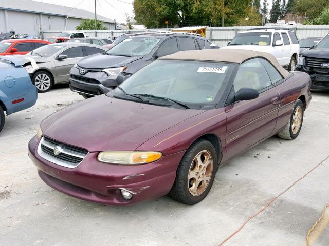 3C3EL55H9WT332429 - 1998 CHRYSLER SEBRING JX BURGUNDY photo 2