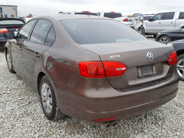 3VW2K7AJ7EM234754 - 2014 VOLKSWAGEN JETTA BASE BROWN photo 3